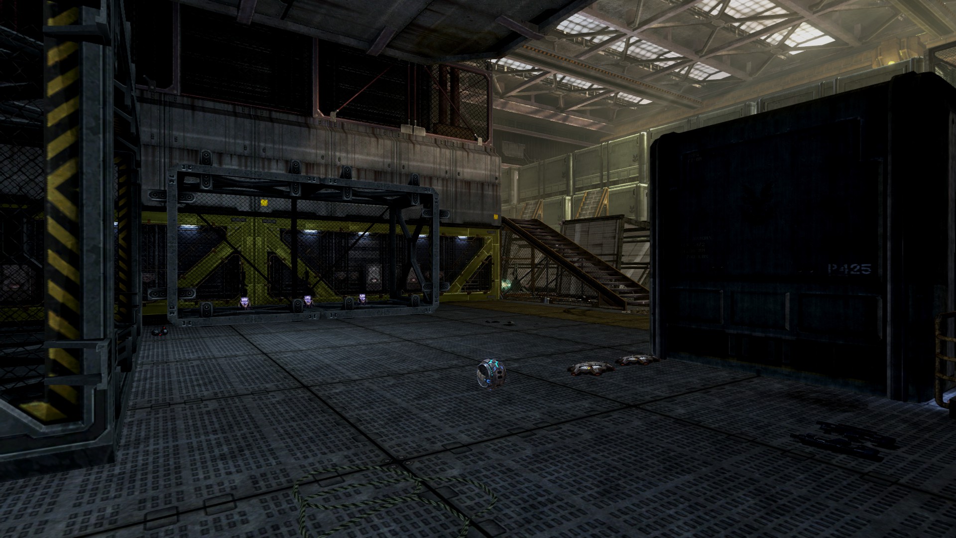 Less conspicuous in the staging areas are the grenade spawns between the two mesh weapon cages.